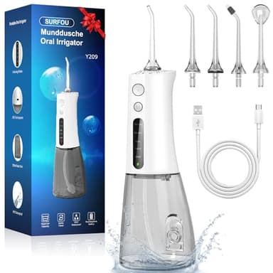SURFOU Idropulsore Dentale Portatile Idrogetto per Pulizia Denti Professionale, Elettrico Oral Water Flosser Irrigatore Orale Doccia con Acqua Pulitore Getto, Idropulsore da Viaggio Idropulitore