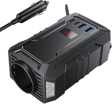 BESTEK Inverter Auto Onda Pura 400W, Trasformatore Inverter 12V a 220V, 2 USB, Multi Protezioni e Soft Start, Ideale per Auto/Camper, Alimentazione da Accendisigari
