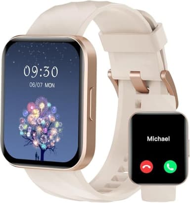 RUIMEN Smartwatch Uomo Donna Chiamate e Whatsapp Smart Watch Contapassi Cardiofrequenzimetro da polso Saturimetro Orologio Smart Fitness Sportivo Impermeabile per Android iOS Galassia