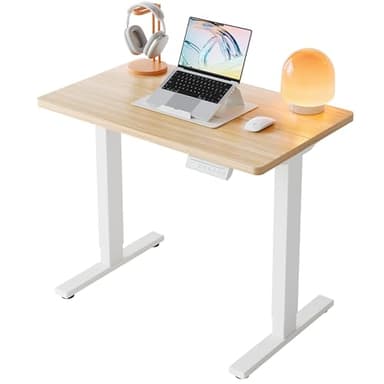 HUANUO Scrivania Regolabile in Altezza 80 x 48 cm, 4 impostazioni di altezza, scrivania elettrica per casa, ufficio e computer, standing desk, Noce Chiaro