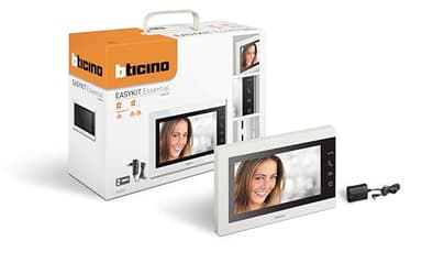 BTICINO 333253 Monitor Supplementare per Videocitofono Easykit Essential, Plug-In 2 Fili, Display 7" a Colori, Vivavoce, Audio Bidirezionale, Comandi Touch Screen, Finitura Bianca
