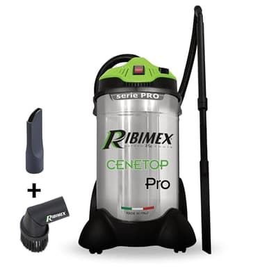 Ribimex Aspiracenere Elettrico Professionale Cenetop PRO, Pulizia Automatica del Filtro HEPA, Bidone da 30 L, Potenza 1200 W, per Pulizia Intensiva di Stufe e Camini, Funzione Soffiante - PRCEN014PRO