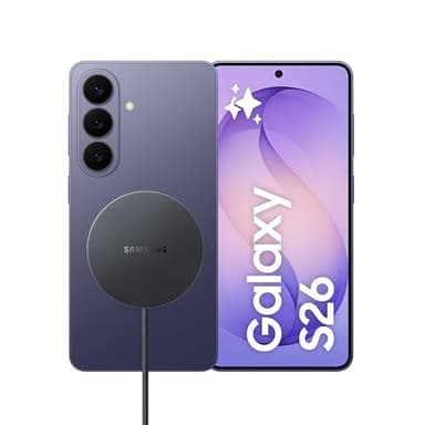 Samsung Galaxy S26 con caricatore wireless magnetico Magnet Wireless Charger 25W EP-P2900BBEGWW, Smartphone AI con 3 anni di Garanzia del produttore, 256GB, Cobalt Violet