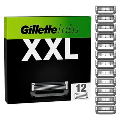 Gillette Labs Lamette Di Ricambio Per Rasoio Barba Manuale, Confezione da 12 Lamette Gillette Labs di Ricambio, Compatibili Con GilletteLabs Con Barra Esfoliante e Heated Razor, Cartucce Rasoio Uomo