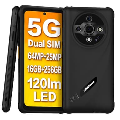 Ulefone ARMOR X31 PRO 5G Smartphone Rugged, Fotocamera 64MP+25MP (Visione Notturna e Torcia Antiriflesso), 5G 16GB+256GB, Schermo HD+ 6,56" 120Hz, Smartphone Android 14 IP68 IP69K, GPS NFC Nero