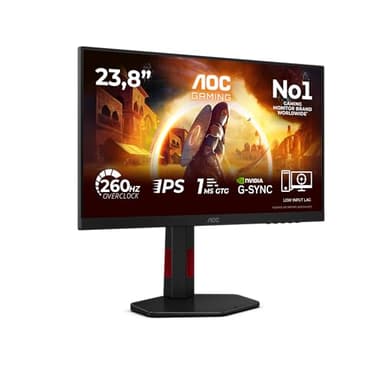 AOC Gaming Monitor 24G4ZR 23.8 pollici, 1920x1080, FHD, 260Hz, Fast IPS Panel, 0.3ms MPRT, Height Adjustment, (HDMI2x 2.0 DP 1x 1.4) Adaptive Sync, HDR10, G-Sync Compatible, Nero