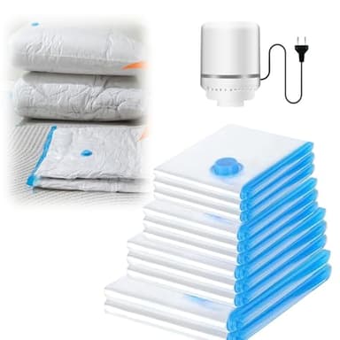 12 sacchetti sottovuoto per vestiti, coperte con pompa elettrica, 3 grandi, 3 grandi, 3 medie, 3 piccoli, sacchetti sottovuoto per vestiti, coperte, cuscini, biancheria da letto, viaggi, trasloco