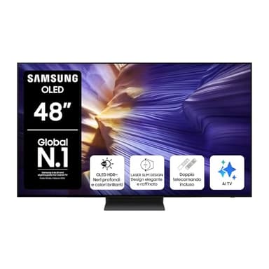 Samsung OLED 4K Vision AI Smart TV 48'' QE48S94FAEXZT, NQ4 AI Gen3 Processor, 4K AI Upscaling Pro, Motion Xcelerator 144Hz, Dolby Atmos & OTS Lite, LaserSlim Design, 2025