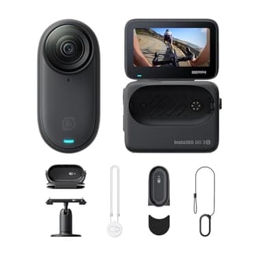 Insta360 GO 3S Ciclismo POV Bundle 128GB Nero-Cam 4K per vlogging, POV a mani libere, montaggio magnetico, stabilizzazione, 140 minuti di autonomia, impermeabilità fino a 10 m, editing IA