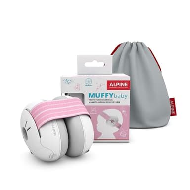 Alpine Muffy Baby - Cuffie antirumore per neonati e bambini piccoli fino a 36 mesi - Protettori acustici per neonati - Previene i danni dell’udito - Migliora il sonno in viaggio - Rosa