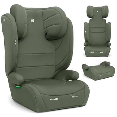 KikkaBoo Seggiolino Auto 15-36 kg i-AID, Gruppo 2/3, i-Size 100-150 cm, da 3,5 a 12 Anni, Poggiatesta Regolabile 13 Posizioni, Verde militare