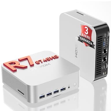 GEEKOM A8 Max Mini PC con AMD Ryzen 7 8745HS|16GB DDR5 ESPANDIBILE e 1TB SSD,Windows 11 Pro – Doppia LAN 2.5G, USB4.0, Supporto 4K/8K – Per Creatori Professionali e Applicazioni Aziendali