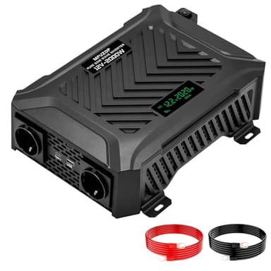 MFUZOP Inverter 12V DC a 220V AC 2000W Onda Sinusoidale Pura, Trasformatore Potenza Pico 4000W, Convertitore con Display LCD, 2 Presse AC, Porta USB-C e 1 Porta USB-A per Casa, Camper, Camion e Auto