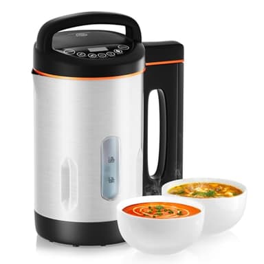 SUPERLEX Zuppa elettrica multifunzione da 1,8 l, in acciaio inox, 1000 W, con funzione mixer, 4 programmi, timer, funzione di mantenimento del calore, autopulente per zuppe frullati