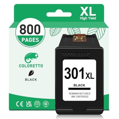 COLORETTO Cartuccia HP 301 XL nero per HP 301XL Black Rigenerato Compatible Compatibile Con Deskjet 1050a 1510 2050a 2540 2510 3054 3055a 2546 2545 Envy 4500 5530 5532 OfficeJet 2620 2622 4504 4630