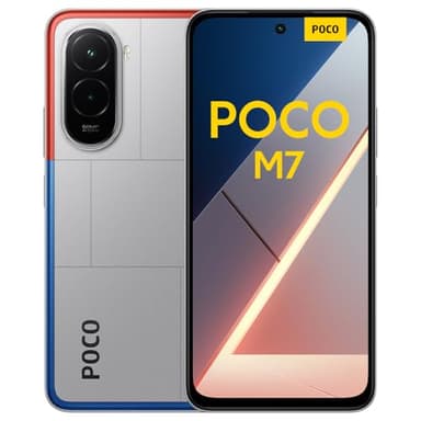POCO M7, Smartphone 8+256GB, Display FHD+ da 6,9" 144Hz, Snapdragon 685, Doppia fotocamera AI da 50MP, Batteria da 7000mAh, Garanzia di 2 anni, Argento, Caricabatterie non incluso
