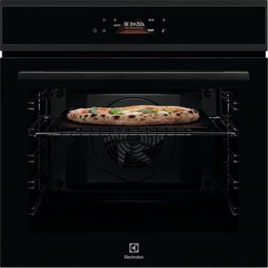 Electrolux COX8P08WH, Forno da Incasso Multifunzione Pirolitico, Autopulente, 72 L, PizzaExpert 340°C, Funzione Pizza in 2.5 Minuti, Vapore, Display Touch, Teglia in Ghisa e Pala Incluse, Wi-Fi, Nero