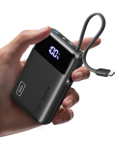 INIU Power Bank, Piccolo 45W Ricarica Rapida 20000mAh Powerbank con Cavo USB C Integrati, Sicuro in Aereo, Essenziale da Viaggio, Caricatore Portatile per iPhone 17 16 Pro, Xiaomi, Samsung, iPad ecc