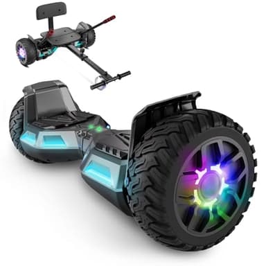 Scooter con seduta, 8,5" Hoverboard Go Kart Combo con luci LED colorate e Bluetooth, per bambini ragazzi ragazze adulti di tutte le età