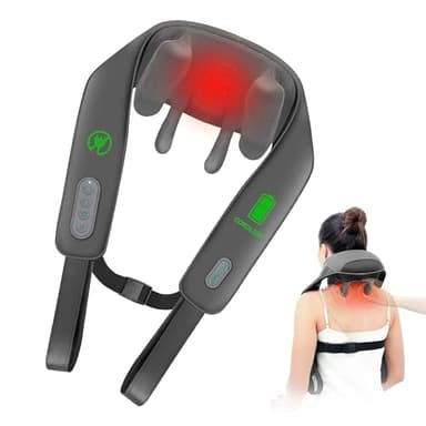Snailax Massaggiatore per collo senza fili 4D migliorato con calore, massaggiatore elettrico shiatsu con knet, massaggiatore per collo, spalle, schiena, gambe, regali per uomini e donne