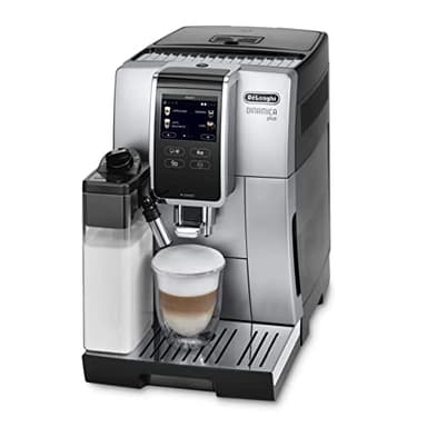 De'Longhi Dinamica Plus Perfetto ECAM370.85.SB, Macchina Automatica per Caffè in Chicchi, 1450 W, Sistema LatteCrema Hot per Cappuccini Automatici, 1.8 L, Silver Black