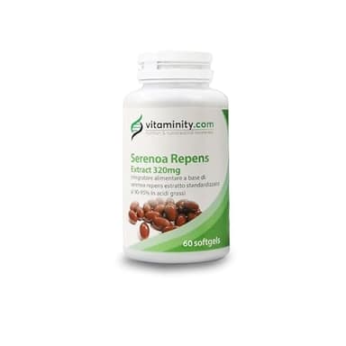 Serenoa Repens 320 mg - 90-95%, Integratore contro l'Ingrossamento della Prostata e la Caduta dei Capelli, a Base di Serenoa Repens - Formato da 60 Capsule Softgel