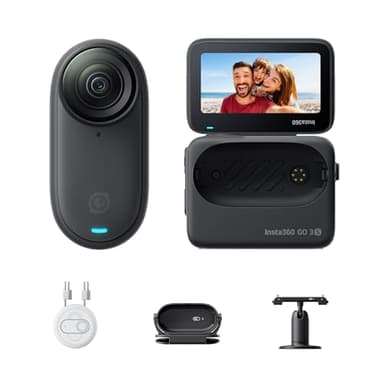 Insta360 GO 3S Nero Notte (128GB) - Cam 4K per vlogging, POV a mani libere, montaggio magnetico, stabilizzazione, 140 minuti di autonomia, impermeabilità fino a 10 m, editing IA