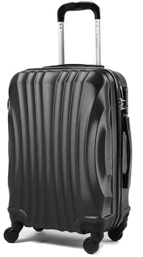 R.Leone Ryanair 55x40x20 cm Valigia Trolley Bagaglio a mano 4 Ruote rimovibile Ultraleggero in ABS Autonomo 20373N (Nero, Valigia 55X40X20cm)