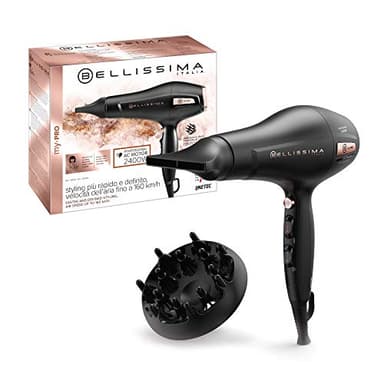 Bellissima Imetec My Pro P3 3400 Asciugacapelli Professionale 2400W, Ionizzatore per Capelli Morbidi e Idratati, Griglia Rivestita in Ceramica, Phon con Diffusore per capelli ricci