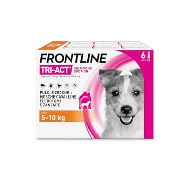 FRONTLINE Triact, 6 Pipette, Cane S (5-10Kg), Antiparassitario per Cani e Cuccioli di Lunga Durata, Protegge il Cane da Pulci, Zecche, Zanzare, Pappataci e Leishmaniosi, Antipulci 6 Pipette