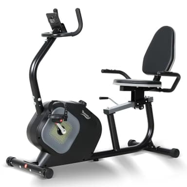 Novonova Cyclette da Seduta Magnetica, Cyclette Orizzontale con 16 Livelli di Resistenza Schermo LCD Supporto per Smartphone da Casa, NV-6301