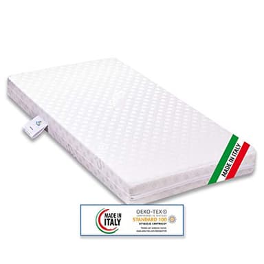 Materassimemory.eu Materasso per culla lettino BIMBO PLUS antisoffoco misura 60x120 cm alto 11 cm con rivestimento sfoderabile e lavabile in lavatrice con guanciale antisoffoco in omaggio.