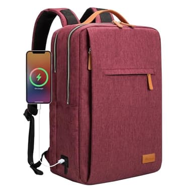 Hp hope Zaino da lavoro per uomo, zaino impermeabile da donna per zaino da scuola per laptop da 15,6 inch con porta di ricarica USB, zainetto antifurto da 22L per viaggi di lavoro, escursioni Rosso