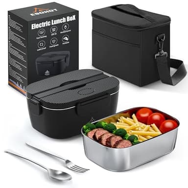 ESOHOT Scaldavivande Elettrico Portatile,120W Scalda Vivande Portatile Elettrico Riscaldamento Ultrarapido 12V/24V/230V Porta Pranzo Riscaldabile per Viaggi, Lavoro, Auto, Camion (1,5L)