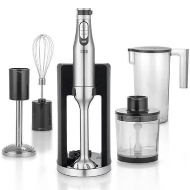 LEBENLANG Frullatore a Immersione 6IN1-1200W Acciaio Inox I Misurino da 800ML & Paraspruzzi I Regolazione Continua & Turbo I Frullatore Tritatutto Multifunzione I Mixer Cucina Hand Blender