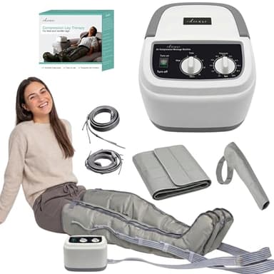 Edicare, Pressoterapia per Casa, Linfodrenaggio, Professionale, Apparecchio Massaggiatore, Gambe e Piedi, Anticellulite, 6 Camere d’aria (Dispositivo, gambali, addome e 1 braccio)