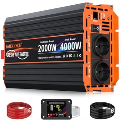 Inverter 12v 220v Onda Pura 2000W Invertitore di Potenza Convertitore di Alimentazione con LCD Telecomandoler & prese AC Doppie & USB-A &Porta di Tipo-C per Car Camper