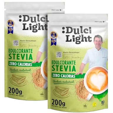 Dulcilight Dolcificante Stevia Zero 400gr Doypack Sapore Naturale 100% | 400gr = 4Kg di zucchero | Senza Glutine Keto Vegan Non OGM Zero Calorie | Senza Xilitolo o Eritritolo