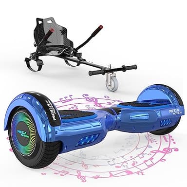 MEGA MOTION Hoverboards con Hoverkart per Bambini, Hoverboards a due Ruote da 6,5 Pollici con Altoparlante Bluetooth, con Luci a LED, Regalo per Bambini e Adolescenti