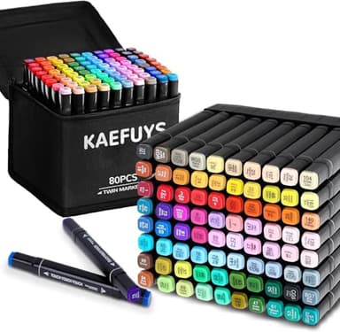 KAEFUYS Pennarelli 80 Colori Marcatore Artistici Professionale Pennarelli Doppia Punta Pennello Marker con Base e Borsa per Adulti e Studenti Sketch Colorare Disegnare