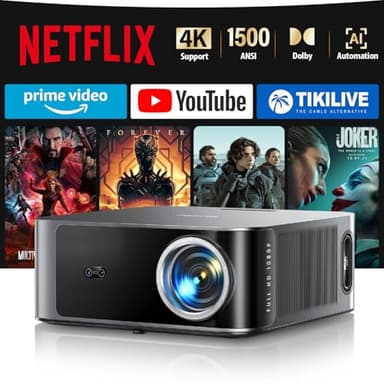 Proiettore 4k【Compatible with Netflix/1500 ANSI/36W Dolby Audio】Wifi 6 e Bluetooth Bidirezionale Proiettore,AI Autofocus/Evita Ostacoli Proiettere TV, Videoproiettore TOPTRO X9 per PS5/Home Theater