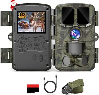 Coolifepro Fototrappola 4K 60MP,Fototrappola Infrarossi Invisibili 120°Ampia Visuale Impermeabile IP66 Fototrappola 850nm IR LED con Scheda SD da 32GB per la Sorveglianza della Fauna Selvatica