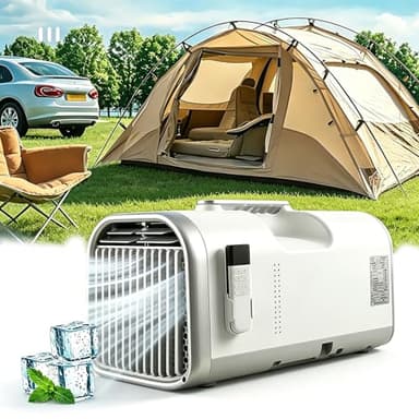 Condizionatore Portatile, Raffreddatore d’Aria senza Tubo 400W, 4 Modalità 3 Velocità, 4 in 1 Climatizzatore Evaporativo Silenzioso Timer 1-12 H per Casa e Ufficio Camper Tenda Camion Van T1pro
