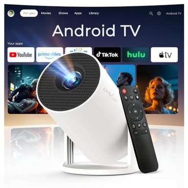 Mini Proiettore con WiFi e Bluetooth Integrato, Android 14, Supporto 1080P 4K, Proiettore Portatile, Rotazione 180°, Versione Aggiornata HY300 Pro+, per Uso Domestico ed Esterno LYNCAST