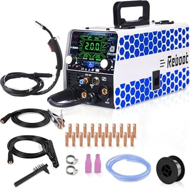 Reboot Saldatrice MIG 200A 5 in 1 – Inverter Sinergico con MMA, MIG Gas/Gasless, Lift TIG, Saldatura a Punti – Display LED, Regolazione Velocità Filo – RBM2000 PRO