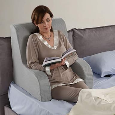 Poltrona comodone PLUS DISPOSITIVO MEDICO, schienale ortopedico con tessuto sfoderabile e lavabile. Poltroncina da letto per anziani o allattamento, poggia schiena letto Grande