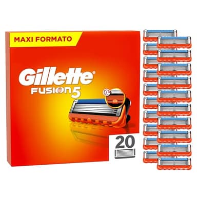 Gillette Fusion5 20 Lamette di Ricambio per Rasoio Barba Manuale, Con Striscia lubrificante per una Scorrevolezza Fluida e 5 Lame per una Rasatura Profonda e Duratura