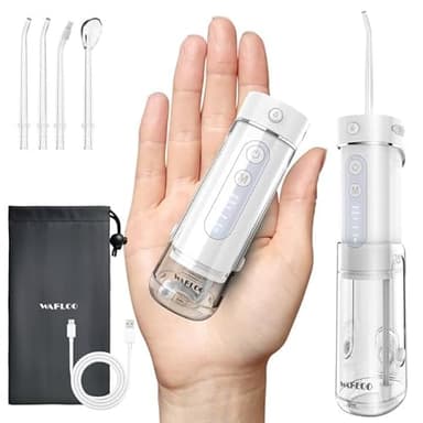 Idropulsore Dentale Portatile, 5 Modalità, Serbatoio 180ml, Impermeabile IPX7, Mini Irrigatore Orale da Viaggio, Water Flosser per Casa e Spostamenti