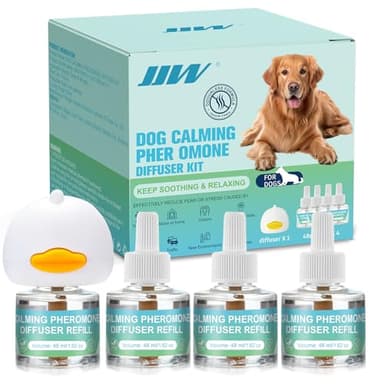 JJW Kit Diffusore di Feromoni Calmant i per Cani- 1 Diffusore + 4 Ricariche da 48ml | Riduce Ansia, Stress e Paura | Calmante per Temporali, Traffico, Nuovi Ambienti