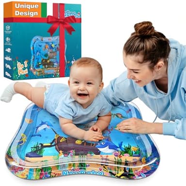 NouBaby® Tappetino Tummy Time Neonato e Cuscino Tummy Time Neonato ad Acqua. Giochi Sensoriali Neonati, Giochi Tummy Time Neonato per Sviluppo Motorio 0-3 0-6 Mesi. Regalo Nascita Bimbo Bimba